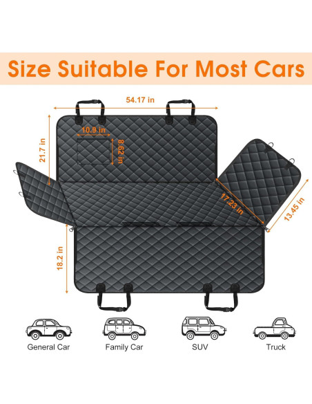 Funda de Asiento de Coche para Perros NECKORY - Impermeable, Antideslizante, Negro Funda de Asiento de Coche para Perros NECKORY - Impermeable, Antideslizante, Negro