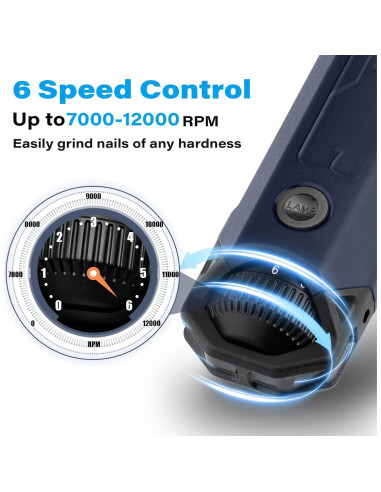 Molinillo de Uñas Eléctrico Casfuy Azul 6 Velocidades Recargable