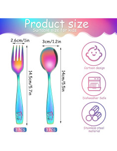 Juego de Cubiertos para Niños Pimoys 6 Piezas Acero Inoxidable 2