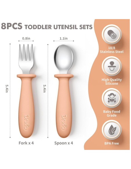 Set de Utensilios para Niños DRKIO 8 Piezas Acero Inoxidable Set de Utensilios para Niños DRKIO 8 Piezas Acero Inoxidable
