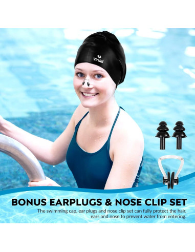 Gorras de Natación VIRSIDI para Cabello Largo - 2 Piezas