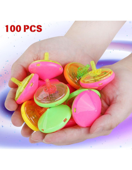 Paquete de 100 Mini Trompos Giratorios LED Multicolor - Juguetes de Fiesta Paquete de 100 Mini Trompos Giratorios LED Multicolor - Juguetes de Fiesta
