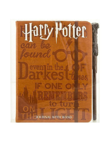 Diario de Cuero Sintético Harry Potter con Pluma de Varita