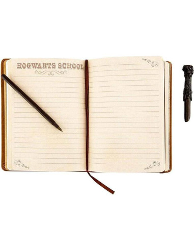 Diario de Cuero Sintético Harry Potter con Pluma de Varita