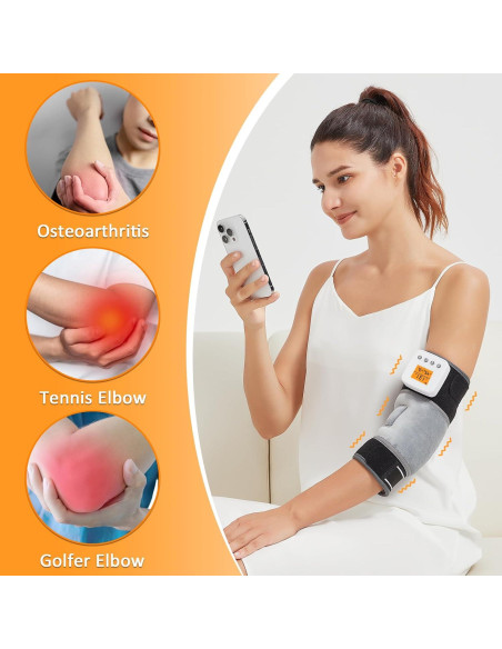 Almohadilla Térmica Inalámbrica AOKESTE para Codo con Masaje Almohadilla Térmica Inalámbrica AOKESTE para Codo con Masaje
