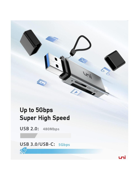 Lector de Tarjeta SD uni USB C y Micro SD 2 en 1 Alta Velocidad Lector de Tarjeta SD uni USB C y Micro SD 2 en 1 Alta Velocidad