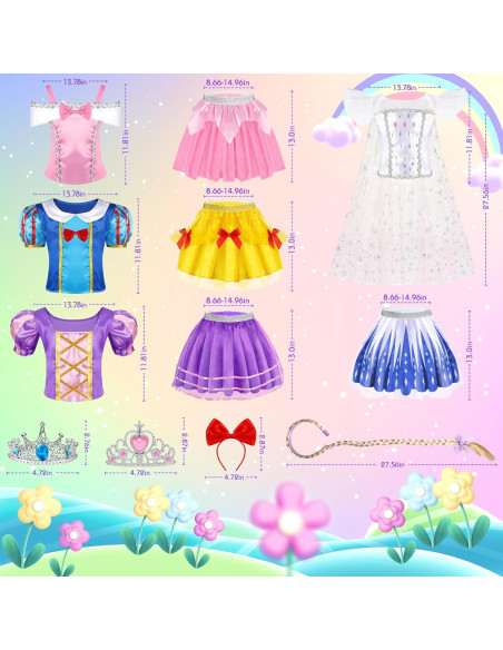 Conjunto de Disfraces de Princesa EULRGAUS para Niñas 3-6 Años Conjunto de Disfraces de Princesa EULRGAUS para Niñas 3-6 Años