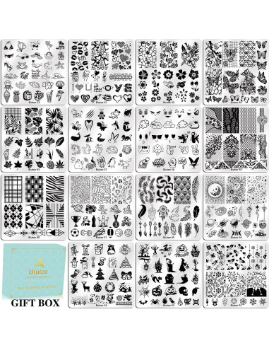 Kit de Estampado de Uñas Biutee 15 Piezas con Estampador