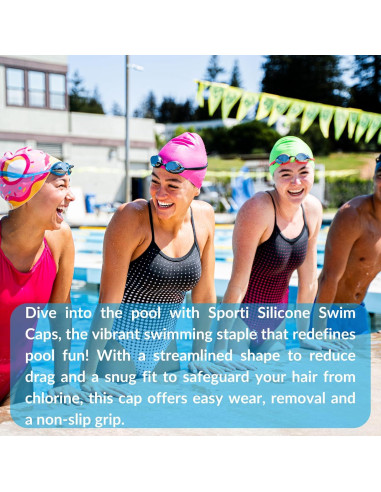 Gorro de Natación Sporti de Silicona Unisex Negro 19.37 cm