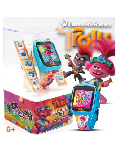 Reloj Inteligente para Niñas Accutime Trolls - Pantalla Táctil, Juegos, Cámara Selfie, Correa Silicona Ajustable