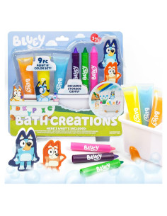 Conjunto de Baño Bluey 9 Piezas - Pinturas y Crayones Lavables