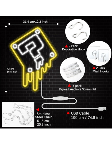 Luz de Neón LED Pounchi Derretido 42x31.4 cm Decoración