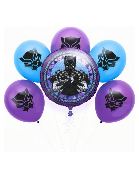 Kit de Globos Black Panther Unique 6 Piezas Púrpura/Azul Kit de Globos Black Panther Unique 6 Piezas Púrpura/Azul