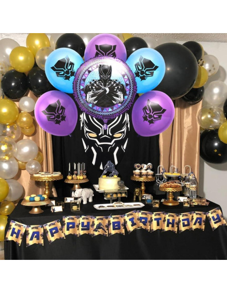 Kit de Globos Black Panther Unique 6 Piezas Púrpura/Azul Kit de Globos Black Panther Unique 6 Piezas Púrpura/Azul