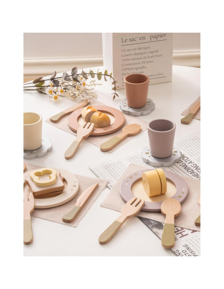 Juego de Platos de Cocina de Madera ROBOTIME 29 Piezas Juego de Platos de Cocina de Madera ROBOTIME 29 Piezas