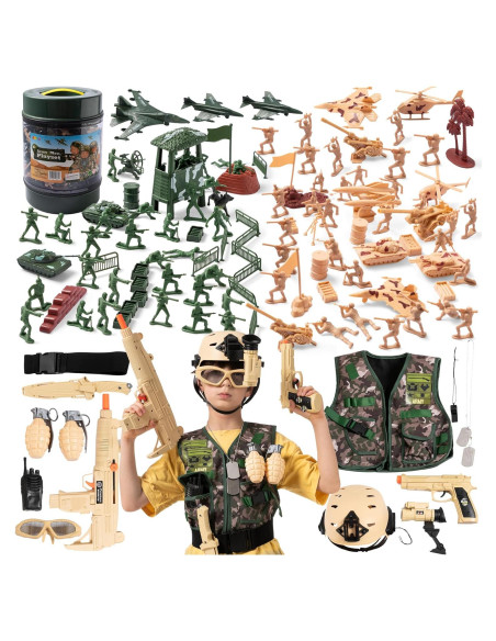 Juego de Soldados Militares JOYIN 164 Piezas + Disfraz 12 Piezas Juego de Soldados Militares JOYIN 164 Piezas + Disfraz 12 Piezas