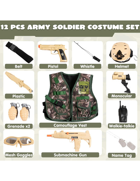 Juego de Soldados Militares JOYIN 164 Piezas + Disfraz 12 Piezas Juego de Soldados Militares JOYIN 164 Piezas + Disfraz 12 Piezas
