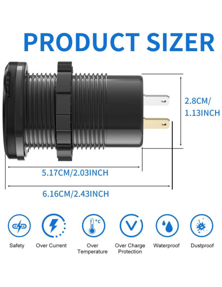 Cargador USB de 12V TIANWIDJEW 4 Puertos Carga Rápida Cargador USB de 12V TIANWIDJEW 4 Puertos Carga Rápida