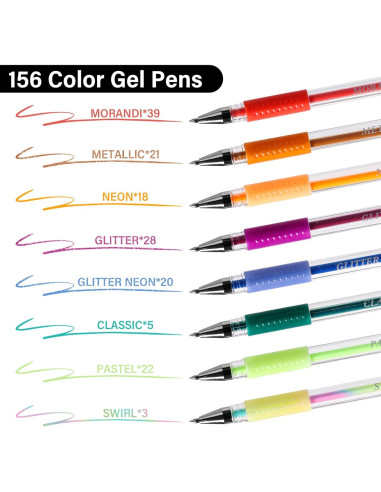 Bolígrafos de Gel LIULIUCAI 312 Colores Brillantes para Colorear