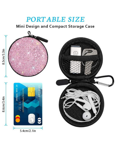 Funda para Auriculares SAVORI Rosa con Rhinestone Brillante
