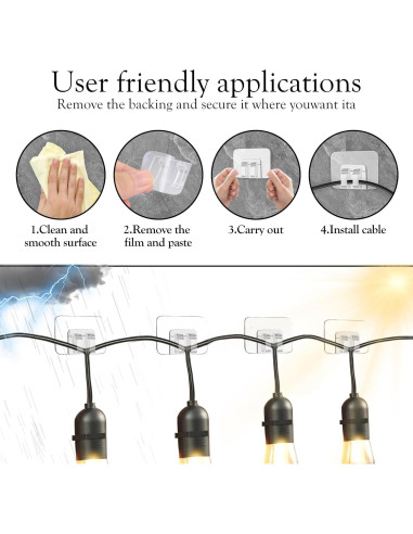 Ganchos Adhesivos para Luces de Navidad Moonateen - 40 Pcs