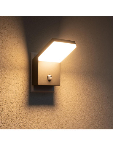 Luz de Pared Exterior LED Illumishin Negra 17x14cm con Sensor
