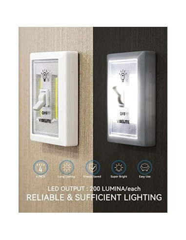 Luz de Armario VIBELITE LED Táctil Inalámbrica 4 Piezas