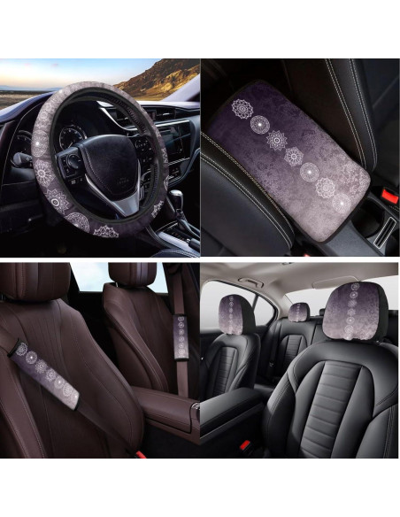 Juego Completo Fundas de Asiento de Coche DBBXHZJY Mandala Morado Juego Completo Fundas de Asiento de Coche DBBXHZJY Mandala Morado