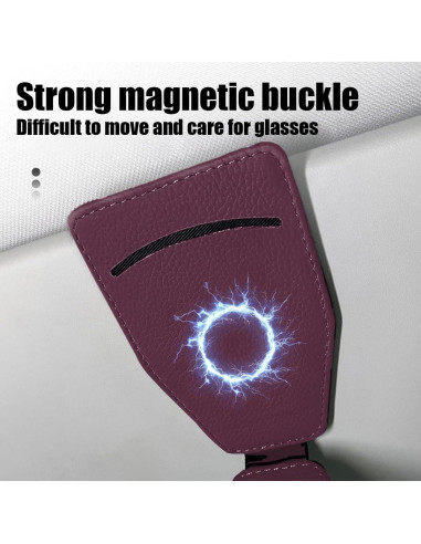 Soporte de Gafas de Sol KHGUZ para Coche Clip Magnético Rojo Vino