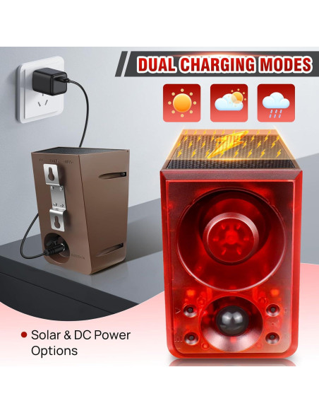 Alarma Solar de Movimiento COTINSE con Luz Estroboscópica 130dB Alarma Solar de Movimiento COTINSE con Luz Estroboscópica 130dB