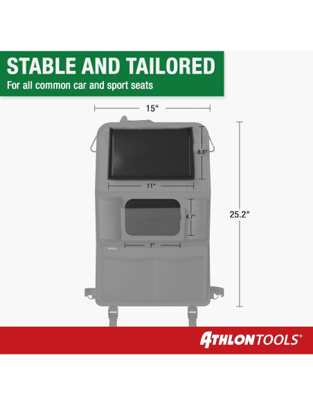 Organizador de Asiento de Coche ATHLON TOOLS con Soporte para Tablet Organizador de Asiento de Coche ATHLON TOOLS con Soporte para Tablet