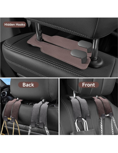Ganchos para bolso de coche Zuxiaoyaya - 2 paquetes cuero blanco