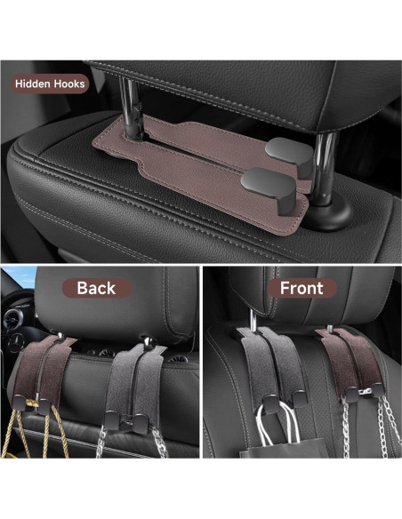 Ganchos para bolso de coche Zuxiaoyaya - 2 paquetes cuero blanco Ganchos para bolso de coche Zuxiaoyaya - 2 paquetes cuero blanco