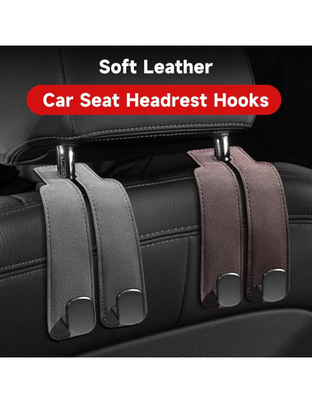 Ganchos para bolso de coche Zuxiaoyaya - 2 paquetes cuero blanco Ganchos para bolso de coche Zuxiaoyaya - 2 paquetes cuero blanco