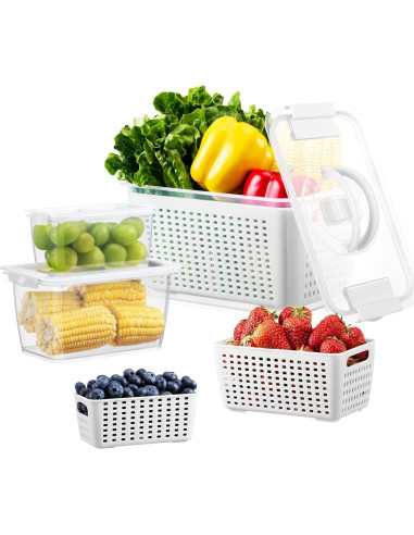 LUXEAR Set de Contenedores para Frutas y Verduras 3P, Herméticos
