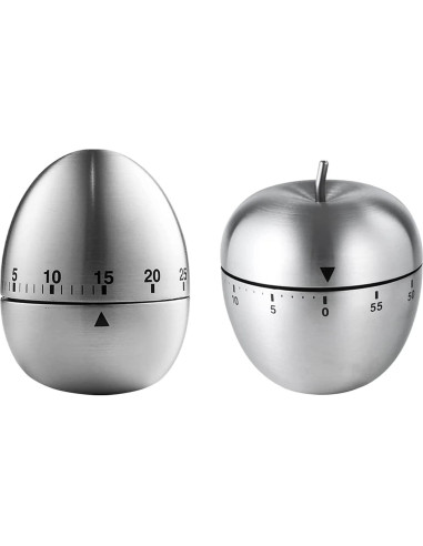 Temporizador de Cocina Mecánico Tomotato 2 Piezas Acero Inoxidable