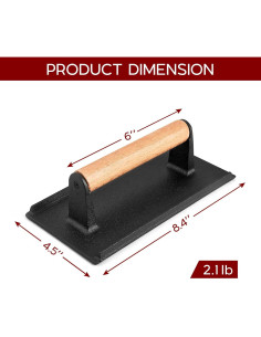 Prensa para Hamburguesas Onader 20.32x11.43cm Hierro Fundido Set 2 2