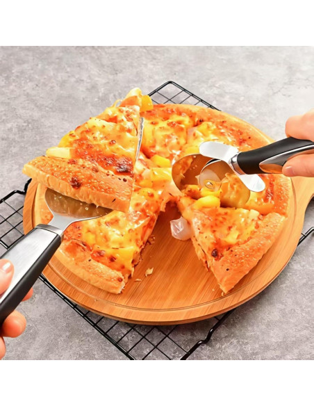 Cortador de Pizza KCUISHANW CSW525 con Espátula - Acero Inoxidable Cortador de Pizza KCUISHANW CSW525 con Espátula - Acero Inoxidable
