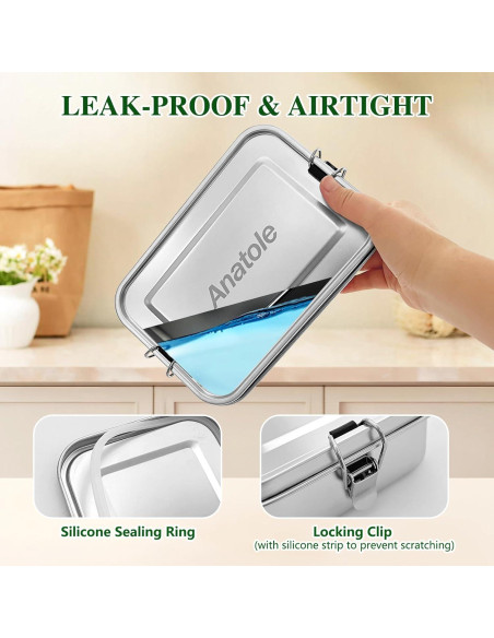 Caja Bento Acero Inoxidable Anatole 1400ml Hermética Apta Lavavajillas Caja Bento Acero Inoxidable Anatole 1400ml Hermética Apta Lavavajillas