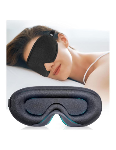 Máscara de Sueño HiRui 3D Ajustable para Bloquear Luz - Negro