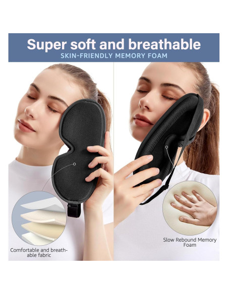 Máscara de Sueño HiRui 3D Ajustable para Bloquear Luz - Negro Máscara de Sueño HiRui 3D Ajustable para Bloquear Luz - Negro
