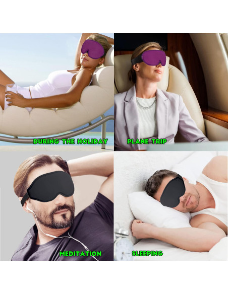 Máscara de Sueño 3D Rayhee para Dormir, Bloqueo Total de Luz, Púrpura Máscara de Sueño 3D Rayhee para Dormir, Bloqueo Total de Luz, Púrpura