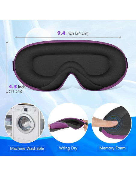 Máscara de Sueño 3D Rayhee para Dormir, Bloqueo Total de Luz, Púrpura Máscara de Sueño 3D Rayhee para Dormir, Bloqueo Total de Luz, Púrpura
