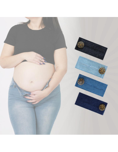 Extensores de Botón para Pantalones QHAJRYYC - 4 Pcs Mezclilla