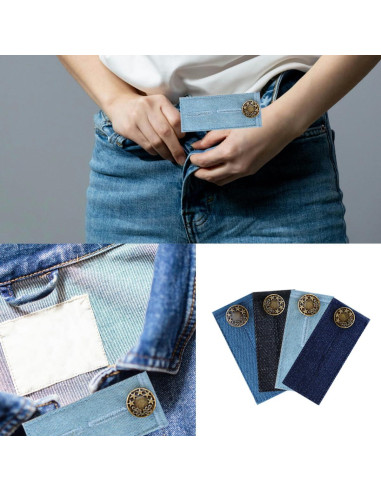 Extensores de Botón para Pantalones QHAJRYYC - 4 Pcs Mezclilla