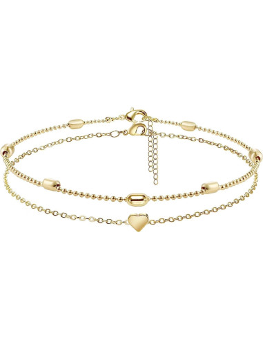 Tobilleras de Oro 14K VIROMY para Mujeres - Ajustables y Delicadas