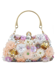 Bolso de Noche Fecialy Floral 3D para Mujeres 21x7.1x10.5cm