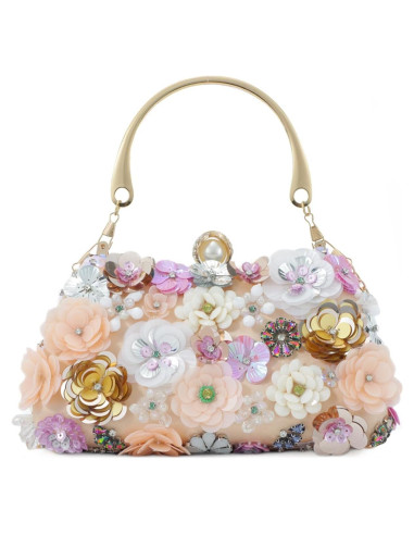 Bolso de Noche Fecialy Floral 3D para Mujeres 21x7.1x10.5cm