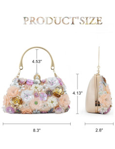 Bolso de Noche Fecialy Floral 3D para Mujeres 21x7.1x10.5cm 2