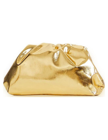 Bolso de Mano Plisado de Cuero Vegano Huralona - Dorado